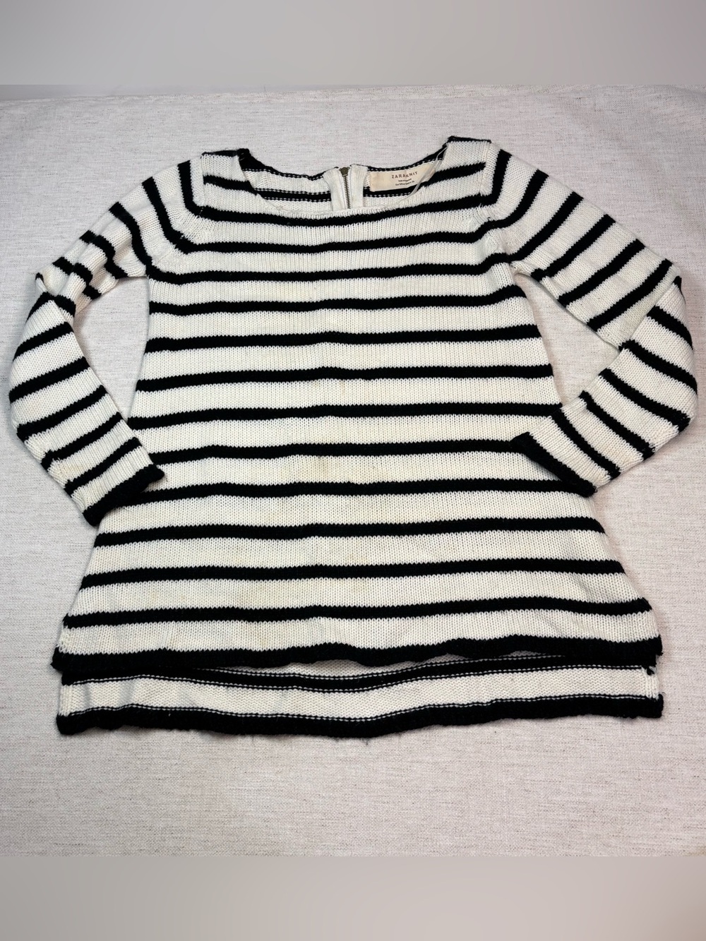 Zara women Size S Striped Black & White tunic Sweater long sleeve